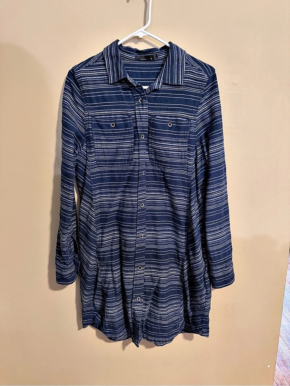 prAna Dyri Dress Blue & White Size Medium